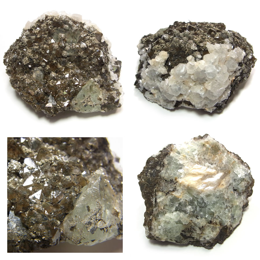フローライト(Fluorite)/パイライト(Pyrite)/クォーツ(Quartz)/カルサイト(Calcite)